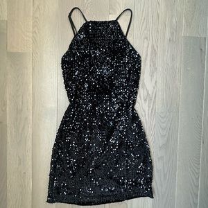 EXPRESS- black sequence cocktail dress
